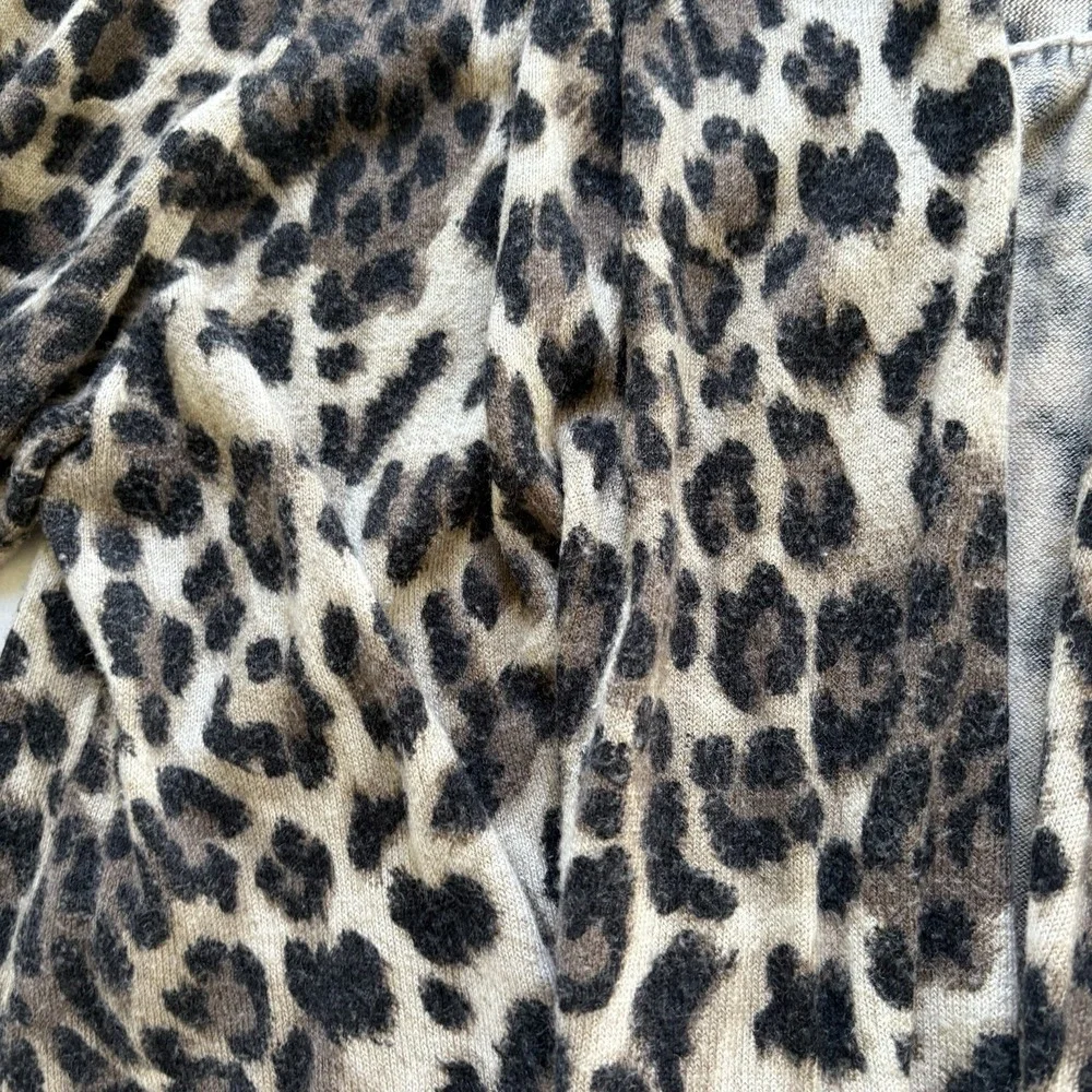 Chico's Leopard Print Silk Angora Open Shrug Cardigan Sweater Sz 3 A3259